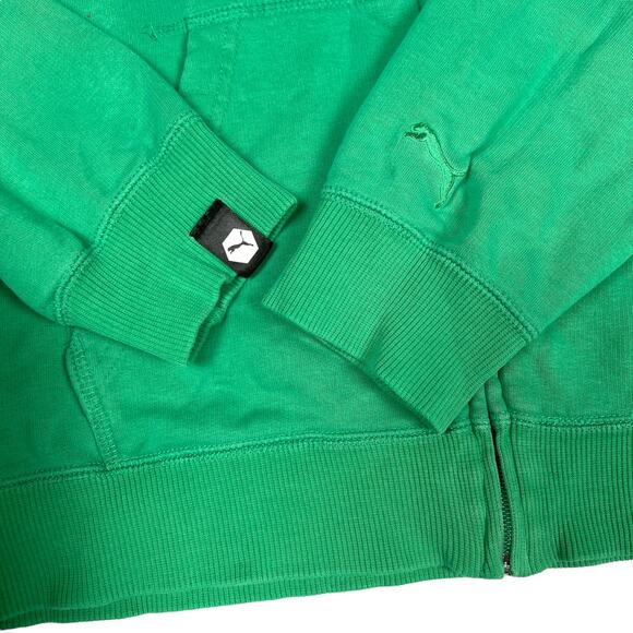 Puma Hoodie‎ Jacket Green Grey Logo Front Full Zip Long Sleeve Women's Large - Picture 8 of 15